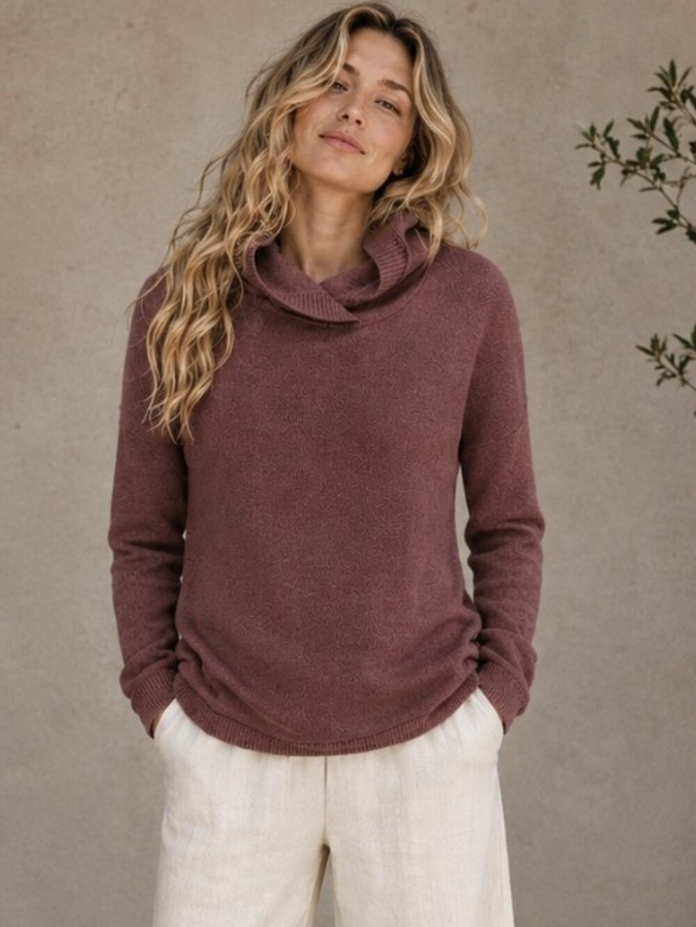 Max Studio 100% Cashmere Hooded Sweater Dusty Rose 2-Ply Women's Size S